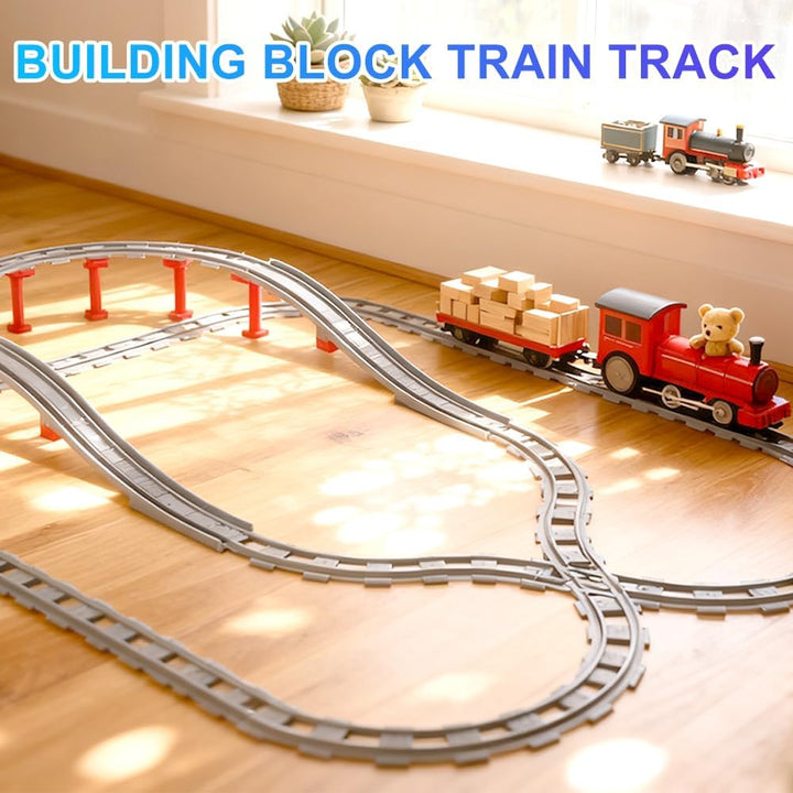 67PCS Bausteine Schienen Set, City Eisenbahn Schienen mit Gerade, Kurven, Cross Track, Kompatibel mi
