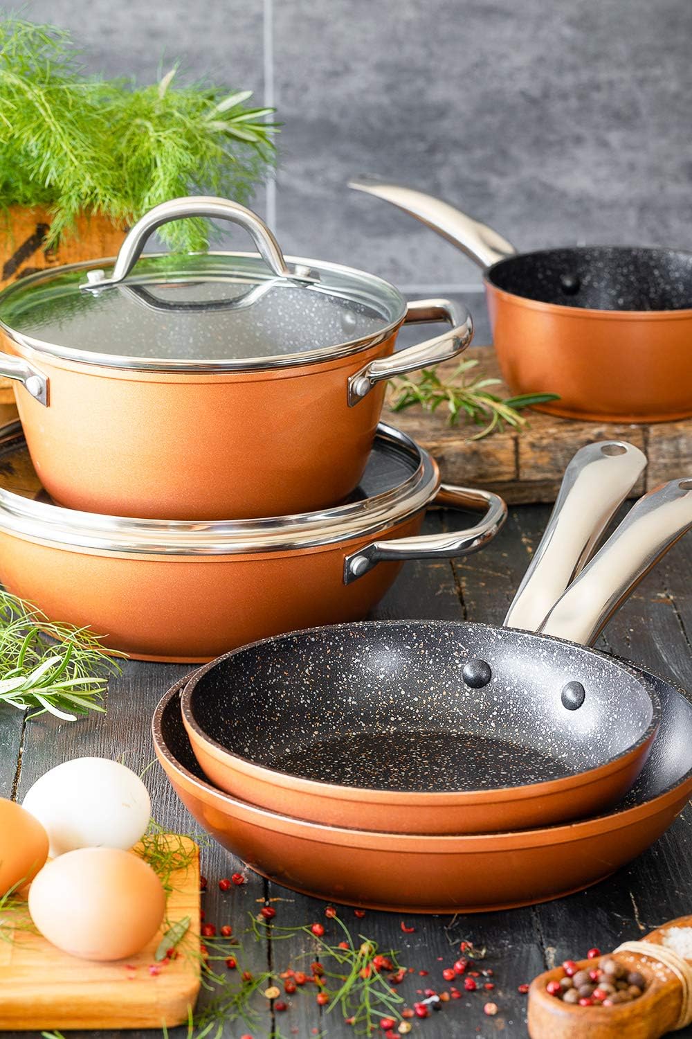 Monix Copper-Grill mit Streifen 28 x 28 cm, geschmiedetes Aluminium Grillrost mit Streifen, Grillros