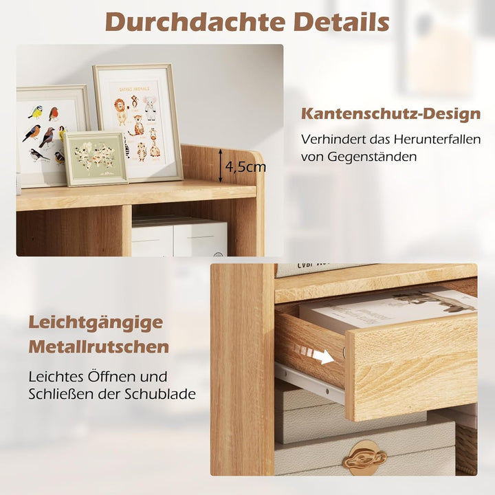 GOPLUS mobiler Aktenschrank, Rollcontainer mit Schublade, offenen Ablagen & Haken, Büroschrank Büroc