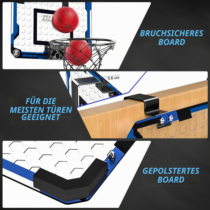 TEMI Basketballkorb Indoor, Mini-Basketballkorb mit 4 Bällen, über die Tür Basketballkorb für Kinder