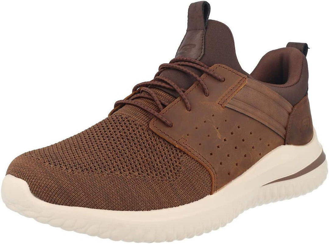 Skechers Herren Delson 3.0-Cicada Strick Bungee Lace Slip On 47.5 EU Dark Brown Knitted Mesh W Leath