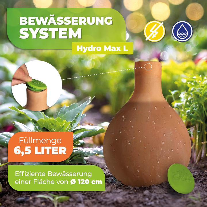Bio Green Bewässerungskugel Olla aus Ton ca. 6,5 L Wasserspeicher für effektive Hochbeet Bewässerung