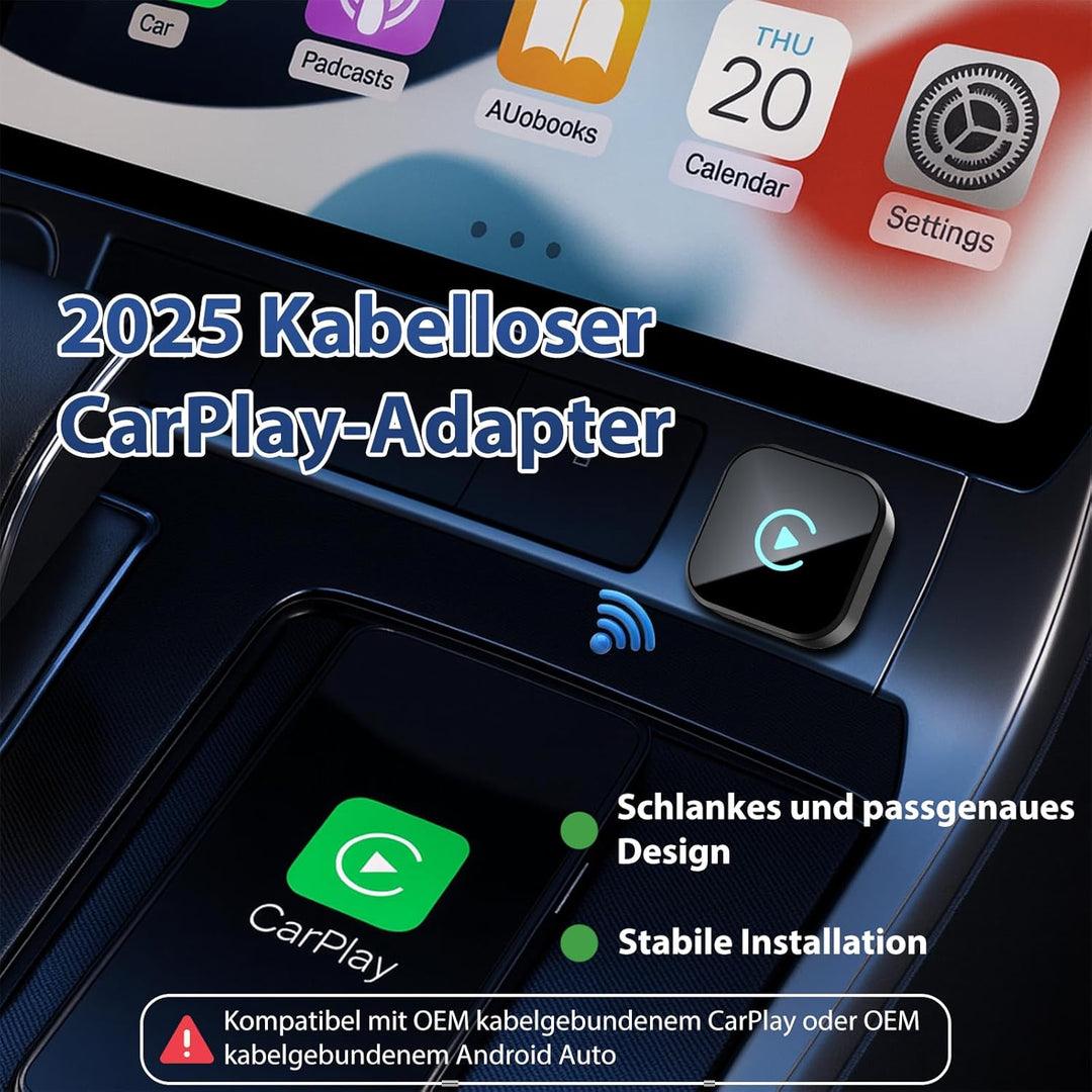 Mini USB Wireless CarPlay Adapter, Auto Multimedia Dongle, kabelloser Android Auto 2 in 1 Adapter, K