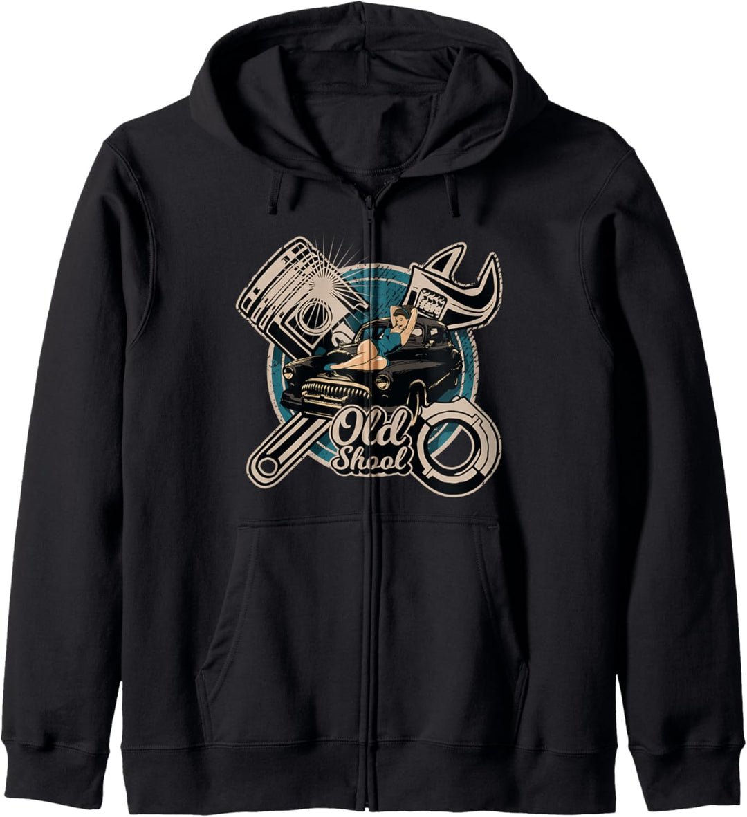 Rock n Roll Rockabilly Old School Auto LKW Mechaniker Kapuzenjacke