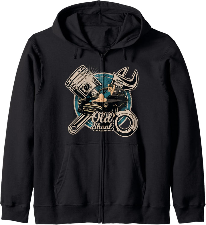 Rock n Roll Rockabilly Old School Auto LKW Mechaniker Kapuzenjacke