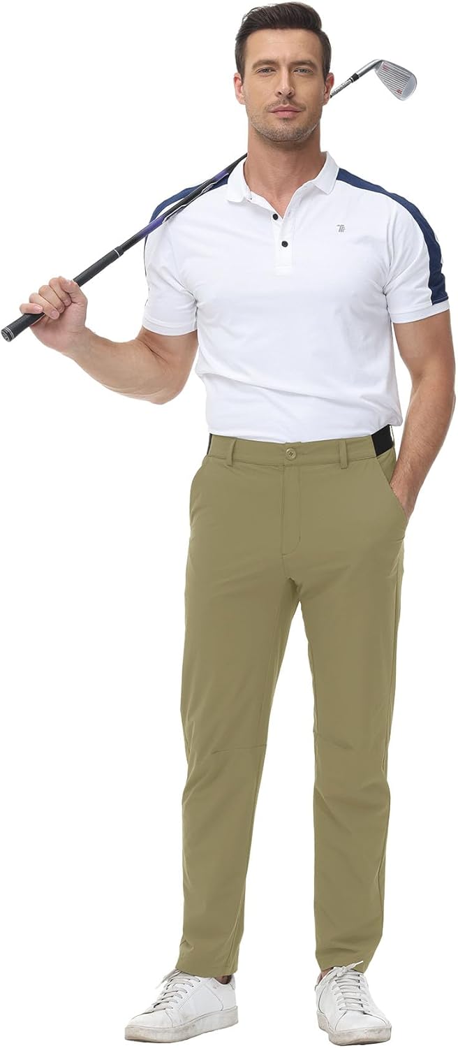 YSENTO Herren Golf Stretchhose Slim-Fit Leichte Elastische Taille Casual Sporthose Golfhose Lang mit