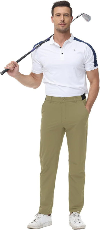 YSENTO Herren Golf Stretchhose Slim-Fit Leichte Elastische Taille Casual Sporthose Golfhose Lang mit