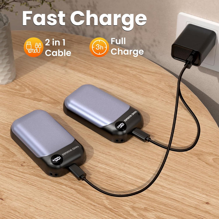Handwärmer, 2-in-1 Magnetische Handwärmer Elektrisch, 6000mAh Tragbarer Taschenwärmer mit LED-Anzeig