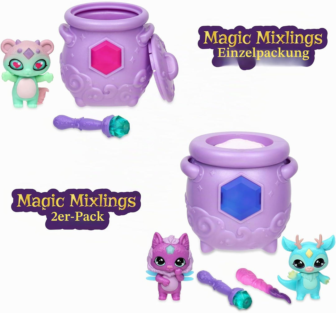 Magic Mixies - Magic Mixlings Mega Pack, Zauberkessel und 4 glitzernde Mixies Puppen, 1 Überraschung