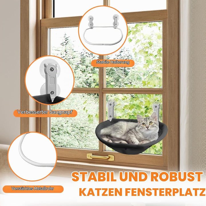 Homegroove Katzenfenster-Sitzplatz, 45 x 30 Zentimeter Faltbare Katzenhängematte für Fenster mit sta