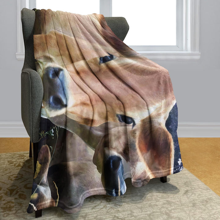YISUMEI Decke Jersey Kuh Gesicht Kuscheldecken Weich Flanell Fleecedecke Bettüberwurf(150x200cm)
