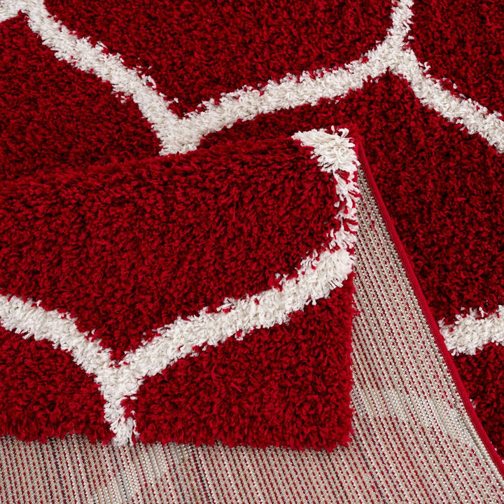 SANAT Madrid Shaggy Teppich Rund - Hochflor Teppiche für Wohnzimmer, Schlafzimmer, Küche - Rot, Grös