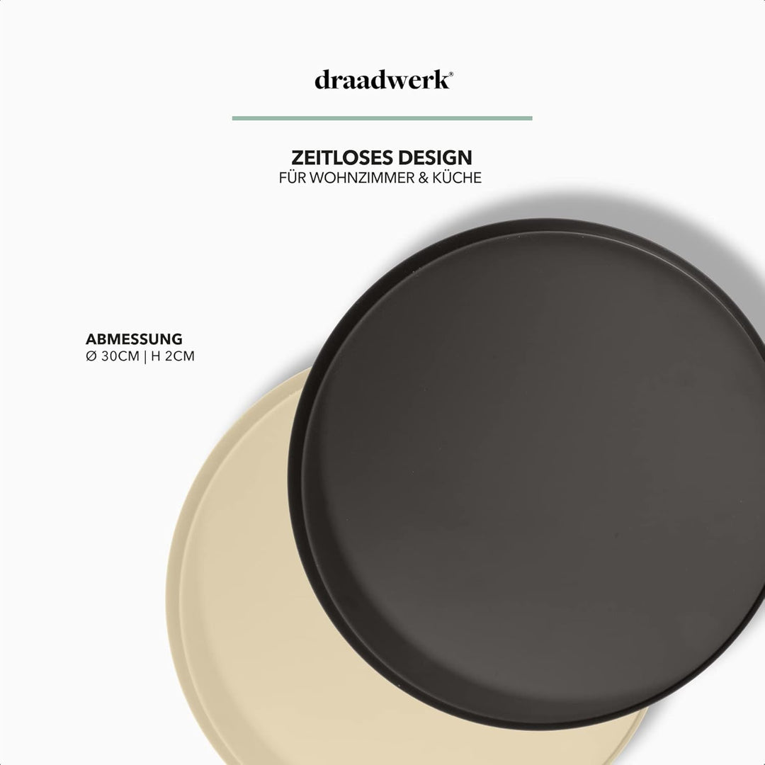 draadwerk® Deko Tablett Creme Ø 30 cm | Serviertablett aus Metall | Dekoteller rund | Home & Living