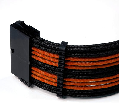 dcl24.de 30CM Sleeved Cable PC Extension Kit Schwarz-Orange für Netzteil, GPU/CPU, PSU Cable Extensi