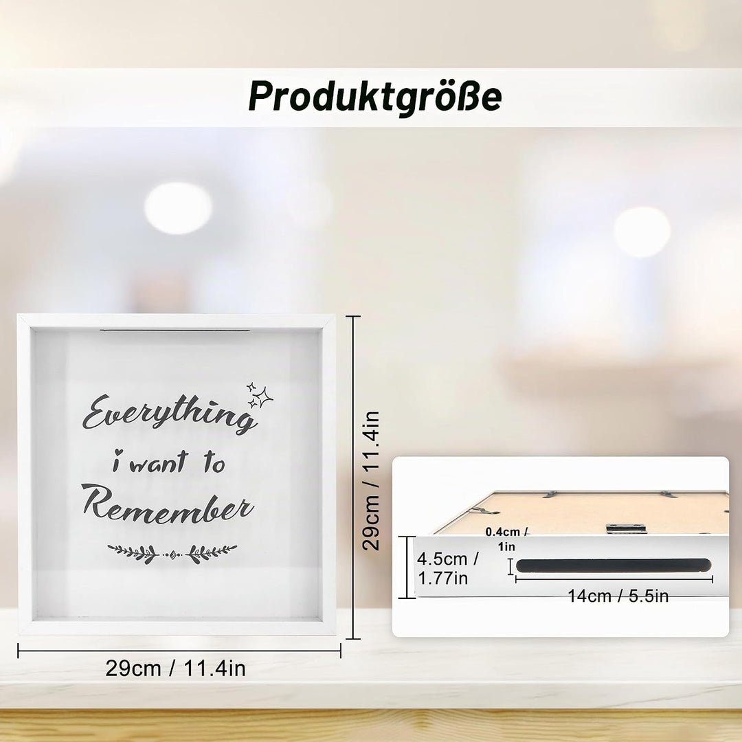 FramePro 30x30 3D Bilderrahmen Schattenbox mit Glasscheibe Ticketstummel Reise Abenteuer Archivbox R