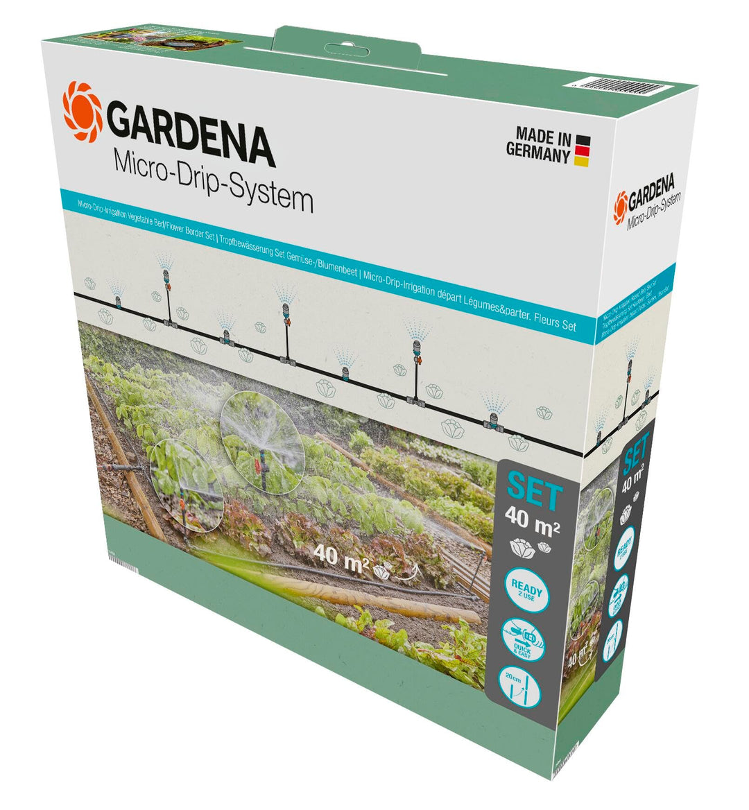 Gardena Micro-Drip-System Tropfbewässerung Set Gemüse-/Blumenbeet (60 m²): Starter-Set sofort einsat