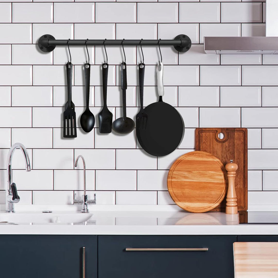 54,9 cm Topf-/Pfannenständer, Wandmontage, Set mit 2 Stück mit 16 Haken, industrielle Pfannenaufhäng