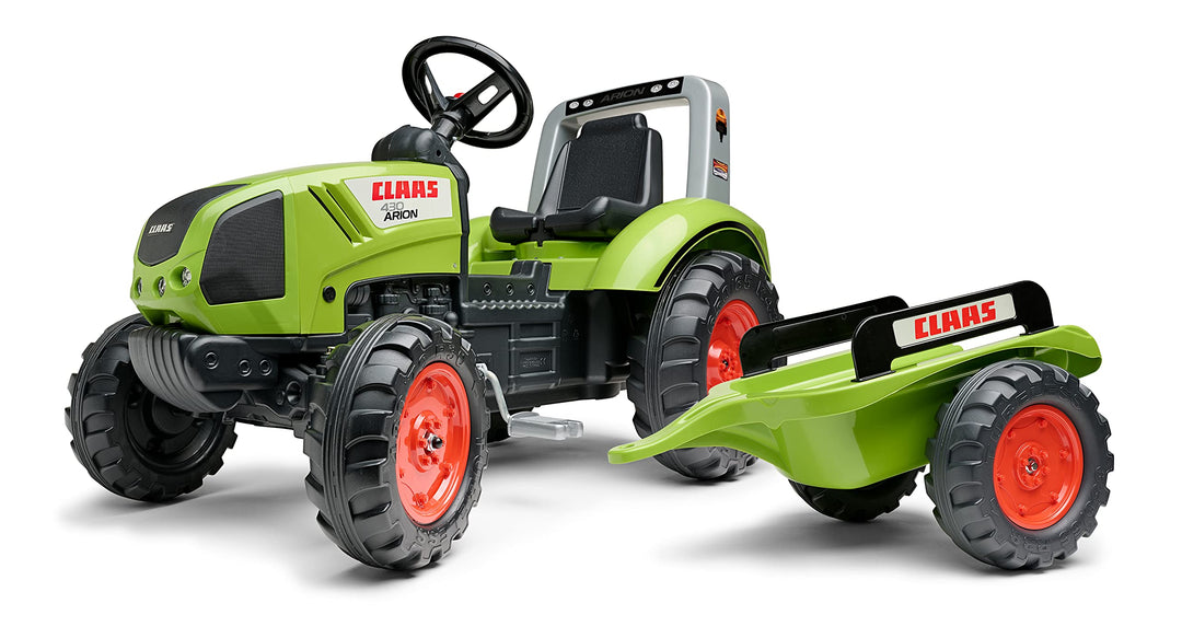 Falk - Traktor mit Pedalen Claas mit Anhänger – ab 3 Jahren Lenkrad mit Hupe – Sitz verstellbar – 10