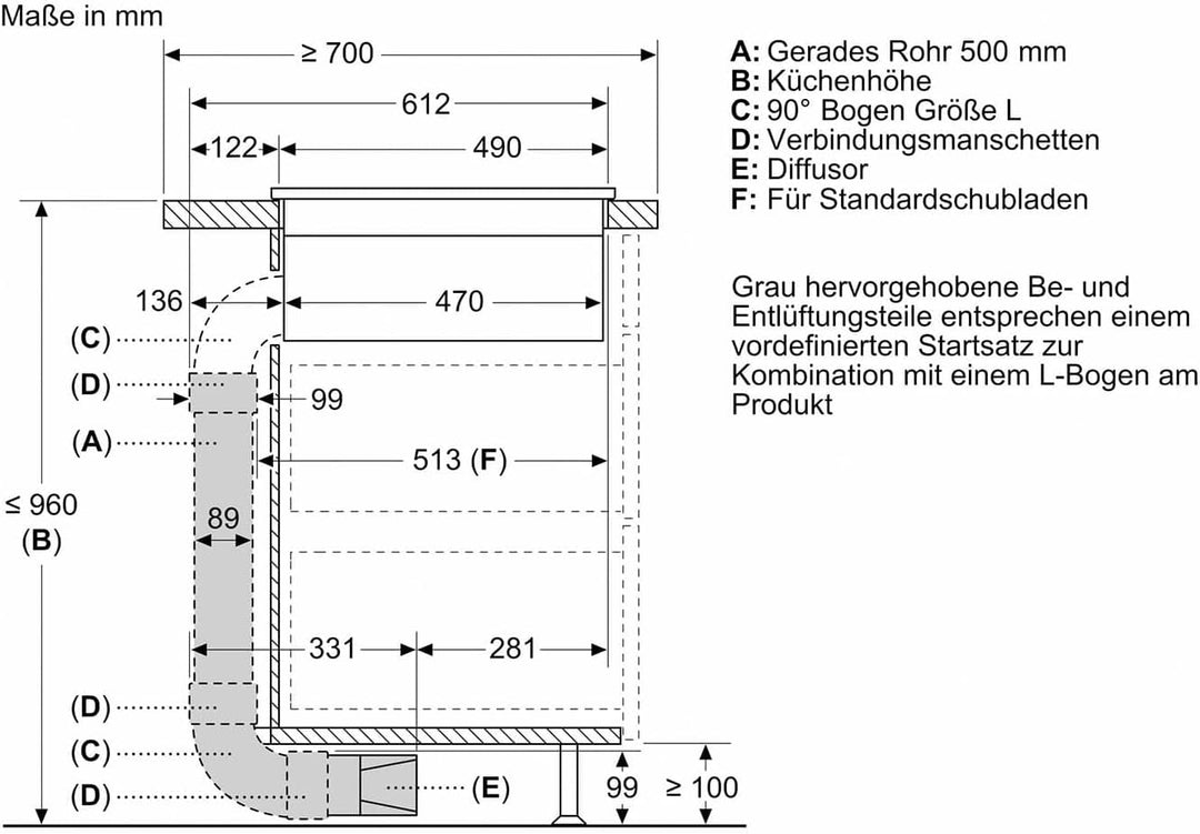 Bosch HEZ9VDKR2 Zubehör für Kochfelder mit Dunstabzug, Umluftset, Made in Germany