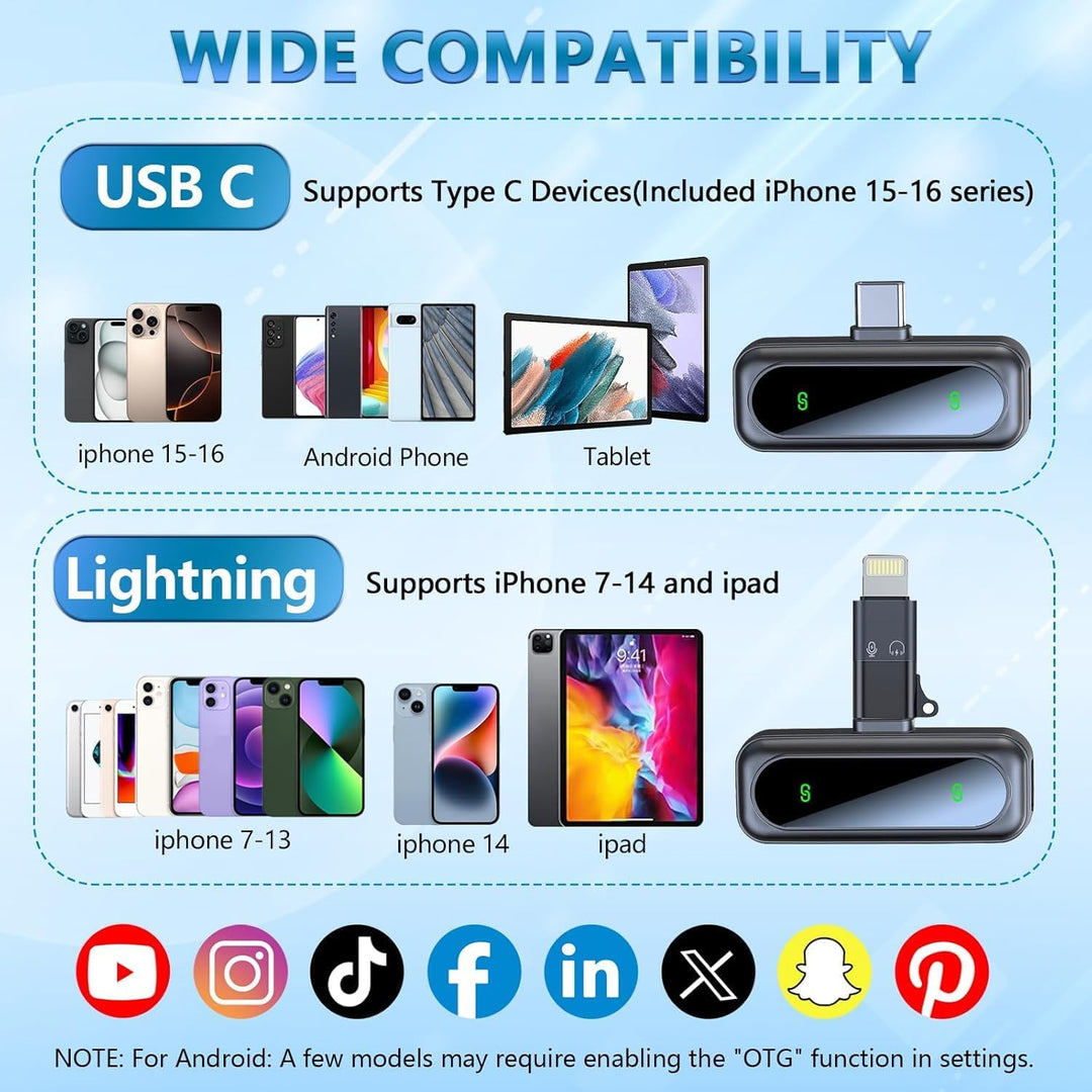 OBEST Mini kabelloses Lavalier Mikrofon für iPhone,iPad und Android,Magnetisches Ansteckmikrofon für