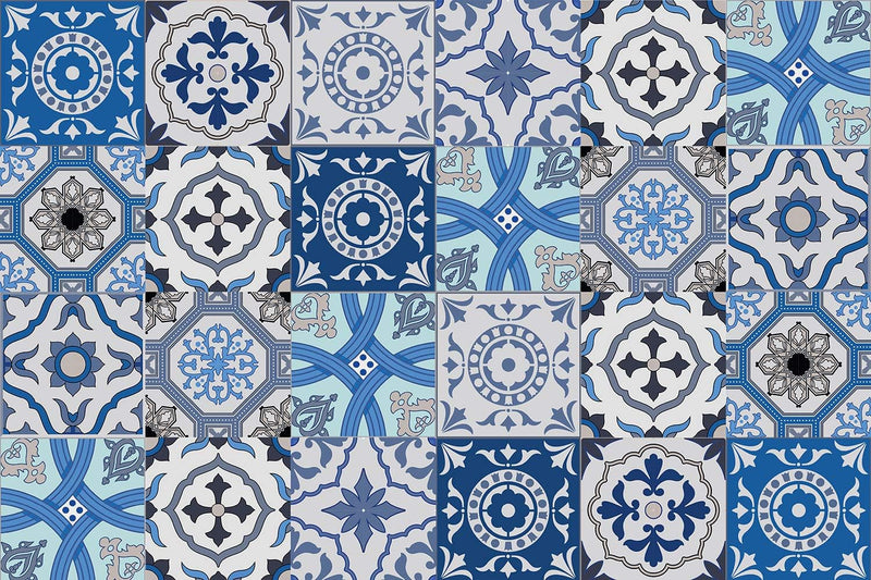 Queence | Küchen Spritzschutz Fliesenmuster 60x40 cm | Küchenrückwand | Alu-DiBond | Abdeckung Herd