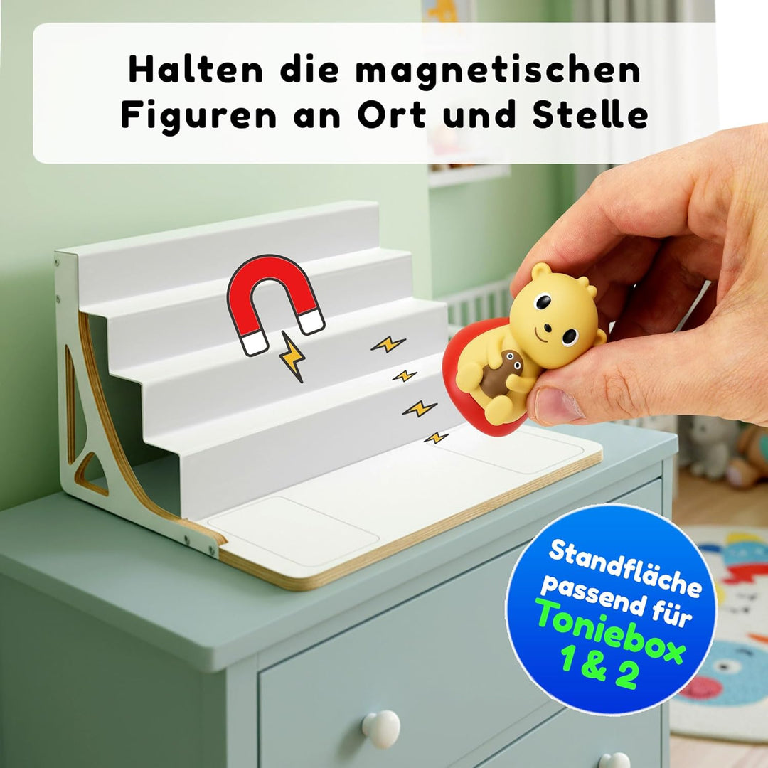 stadtecken® Magnetisches Regal für Musikbox-Figuren – Passend für Kallax und mehr | Optional mit Pla