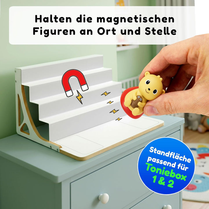 stadtecken® Magnetisches Regal für Musikbox-Figuren – Passend für Kallax und mehr | Optional mit Pla