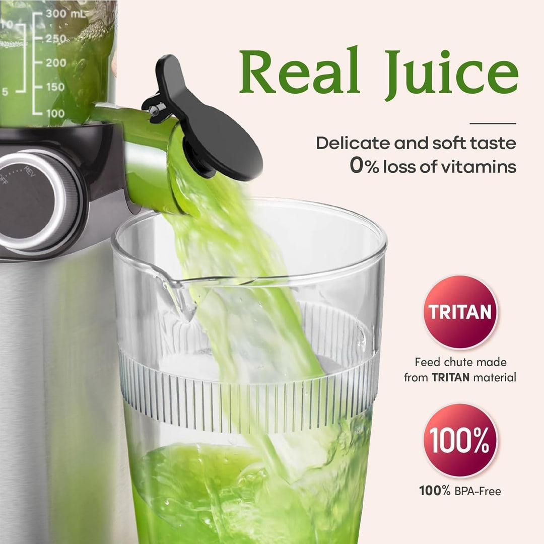 Anybear Entsafter, 200W Slow Juicer Kaltentsafter mit 110 mm grossem Einfüllschacht für ganze Frücht