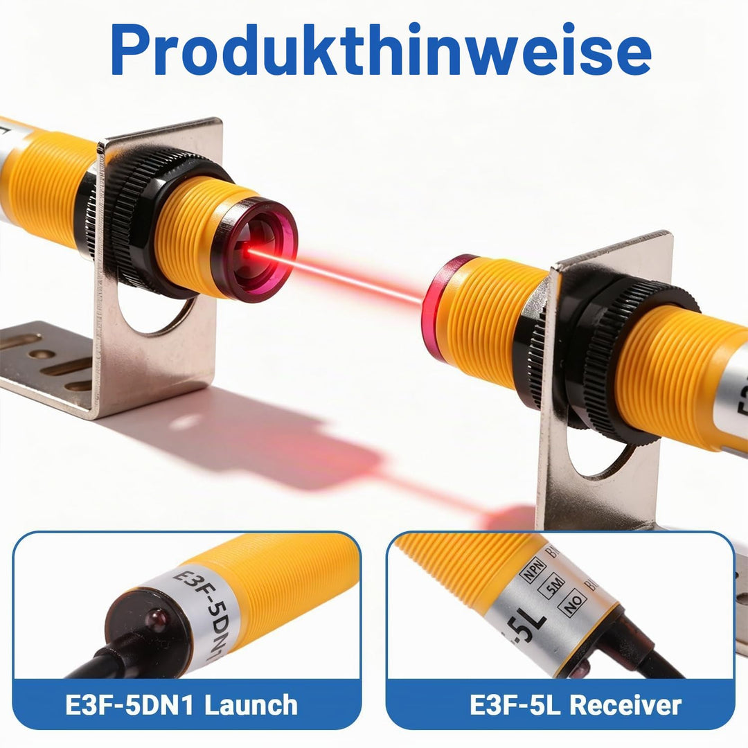 E3F-5DN1-5L kapazitiver sensor, 2 Stück 5m Infrarot Photoelektrischer Sensorschalter Fotoelektrische