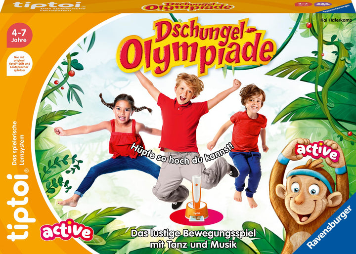 Ravensburger tiptoi® Active Spiel 00129, Dschungel-Olympiade, Bewegungsspiel ab 4 Jahre für 1-6 Spie