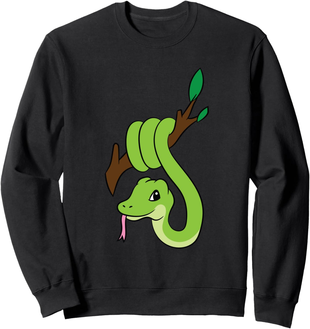 Grüne Schlange auf Ästen Reptilien Kinder Schlangen Sweatshirt
