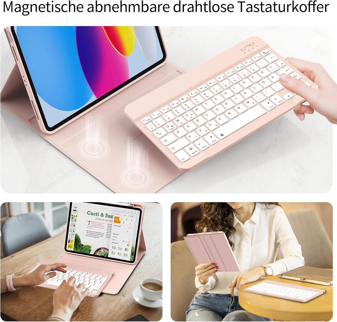 Hülle mit Tastatur für iPad A16 11. Generation 2025, iPad 10. Generation 2022 10,9 Zoll, Abnehmbarer