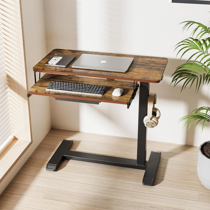 Fydeamer 68 × 50cm Beistelltisch mit Tastaturablage, Sofa-Seite mit Rollen Höhenverstellba Computert