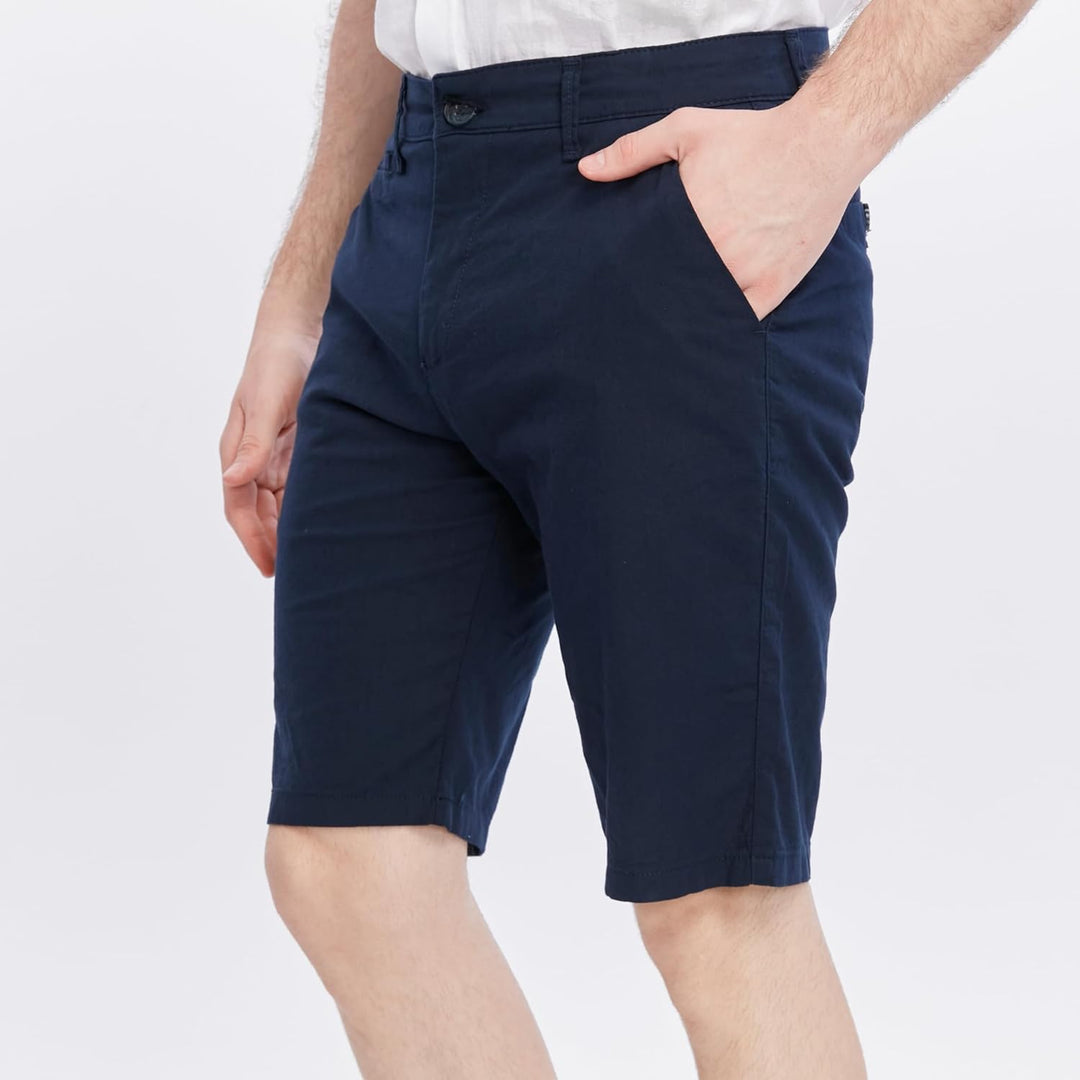 Xact Herren Leinen 23cm Tailored Chino Shorts, Regular Fit 42W Navy, 42W Navy