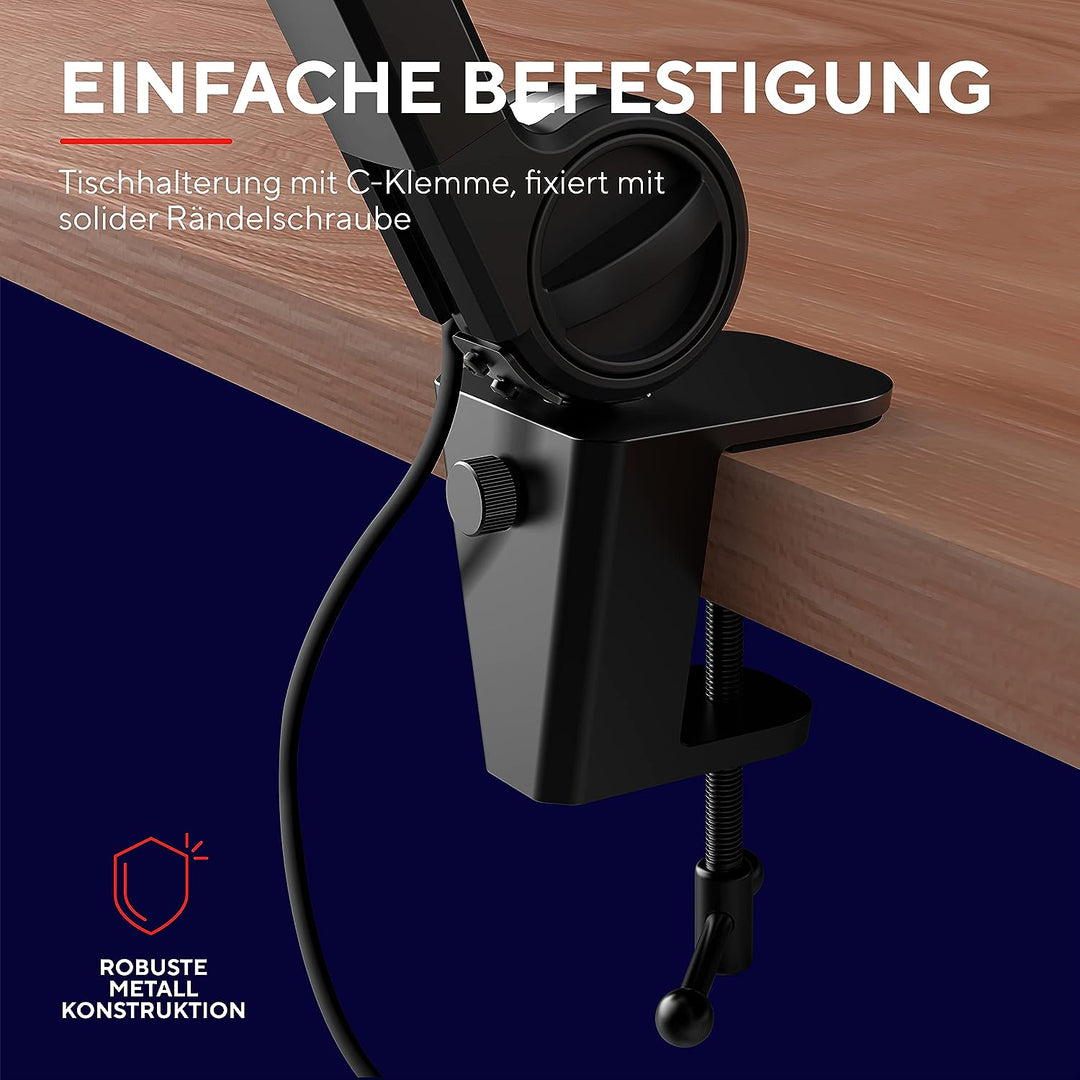 Trust Gaming GXT 255Plus Onyx Professionelles Mikrofon mit Arm, Nierencharakteristik, Popfilter, USB