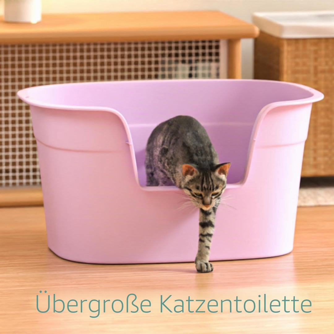 Katzenklo XXL, gross Katzentoilette hoher Rand Design für Kätzchen-Komfort, einfache Reinigung, gerä