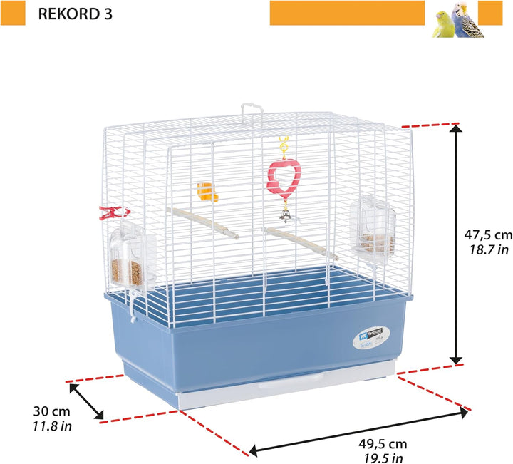 Ferplast Vogelkäfig Kanarienvogel, inkl. Vogelspielzeug, Vogel-Futternapf, Vogel-Sitzstangen, Weiss,