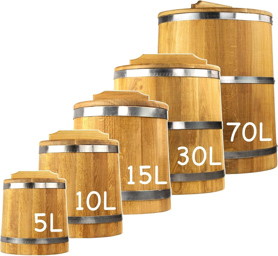 Sauerkrauttopf 30 L, Eiche, Gurkentopf, Einlegegefäss, Holzgefäss zum Einlegen für Gemüse, (Bottich)