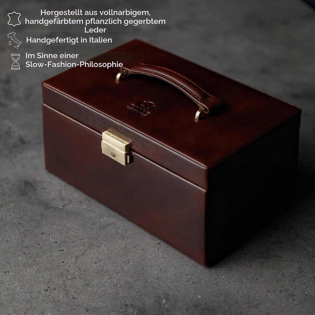 Time Resistance Leder Schmuckkästchen - Braun Schmuckaufbewahrung - Schmuck Verstauen - Schmuckkaste