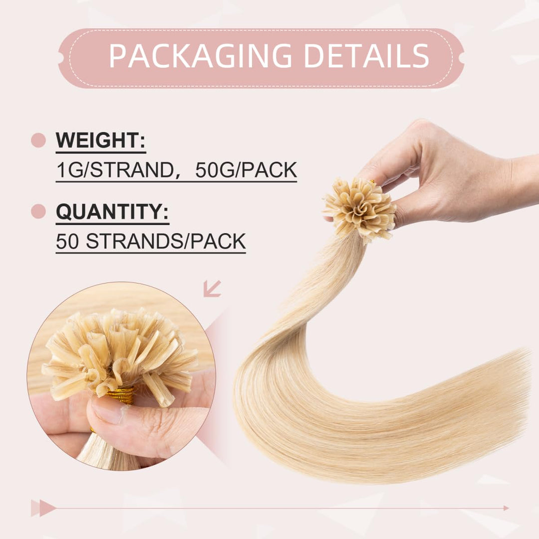 Silk-co Bonding Extensions Echthaar 1g U tip Extensions Haarteile Echthaar Glatt Weich Bonding Haarv