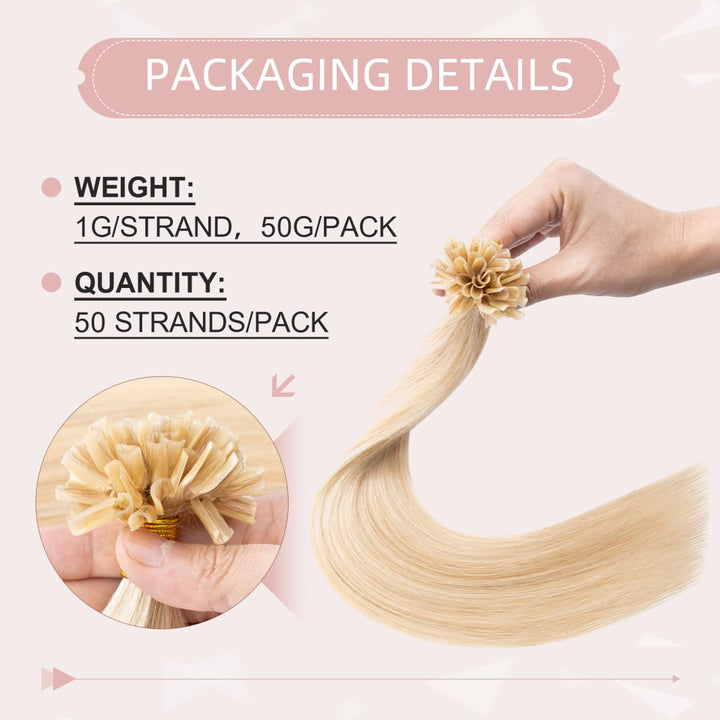 Silk-co Bonding Extensions Echthaar 1g U tip Extensions Haarteile Echthaar Glatt Weich Bonding Haarv
