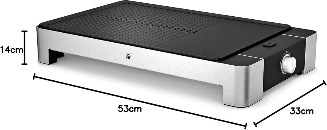 WMF Lono Tischgrill flach & gerippt, Elekrogrill mit variabler Temperatureinstellung, 2300 W, edelst