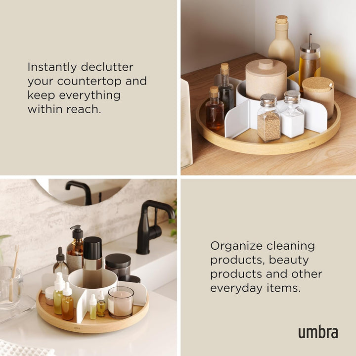 Umbra Bellwood Drehbarer Organizer, Lazy Susan Drehteller, Weiss/Natur, Lazy Susan