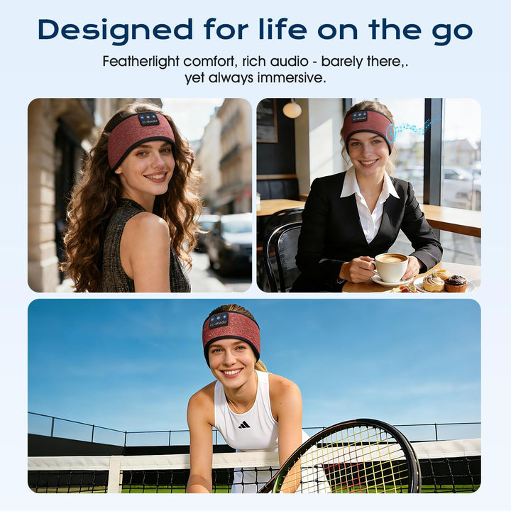 LC-dolida Schlafkopfhörer Bluetooth Kopfhörer Stirnband,Ultraweiche Bettkopfhörer Schlaf Stirnband a