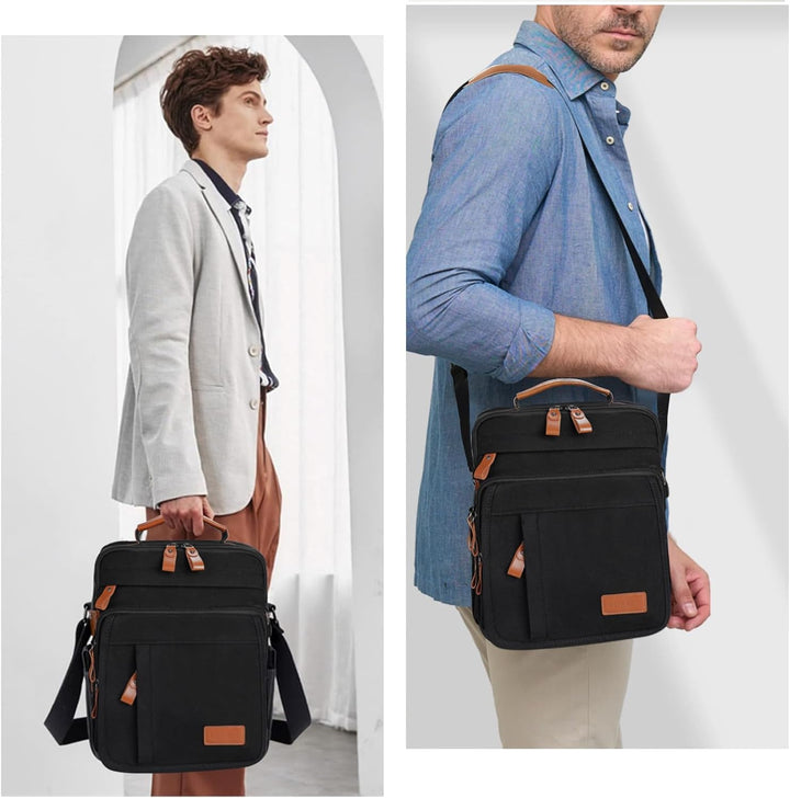 ESTARER Umhängetasche Herren Schultertasche 13 Zoll kleine Herrentasche Kuriertasche aus Canvas für