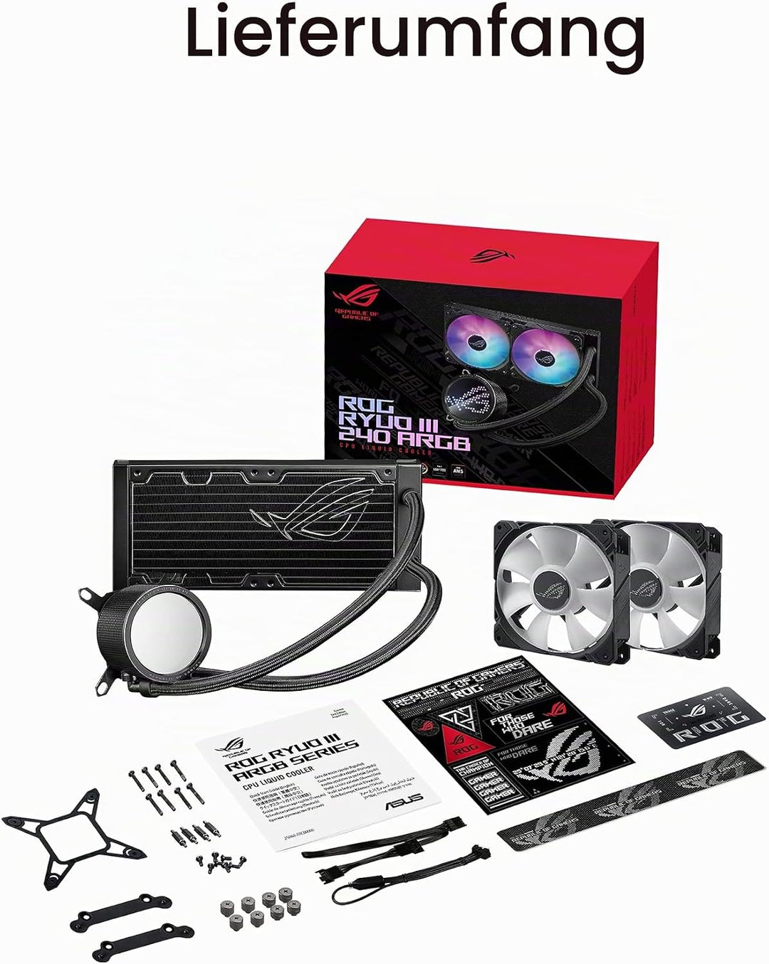 ASUS ROG Ryuo III 240 RGB All-in-One-Flüssig-CPU-Kühler (2x adressierbare 120 mm ARGB Radiatorlüfter