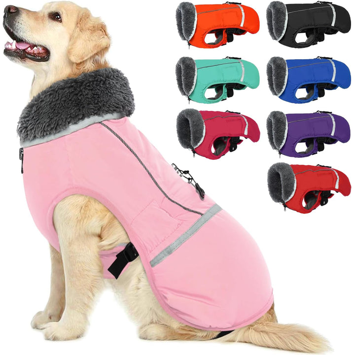 QBLEEV Hundewintermantel, warm, reflektierende Hundejacke, Rollkragen, wasserdicht, für kaltes Wette