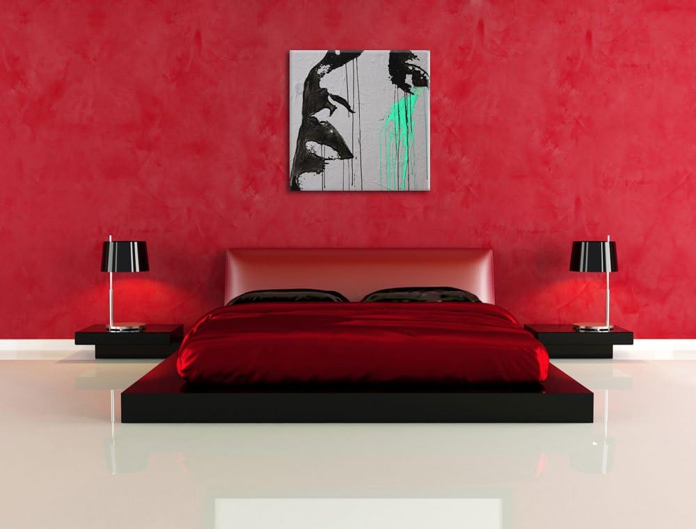 Pixxprint Abstrakt gezeichnete Frau schwarz/weiss, Format: 70x70 auf Leinwand, 70x70