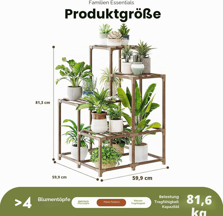Bamworld Pflanzenständer Indoor Outdoor Eck Regal Pflanzenhalter für Wohnen 4-stöckige Eckständer Pf