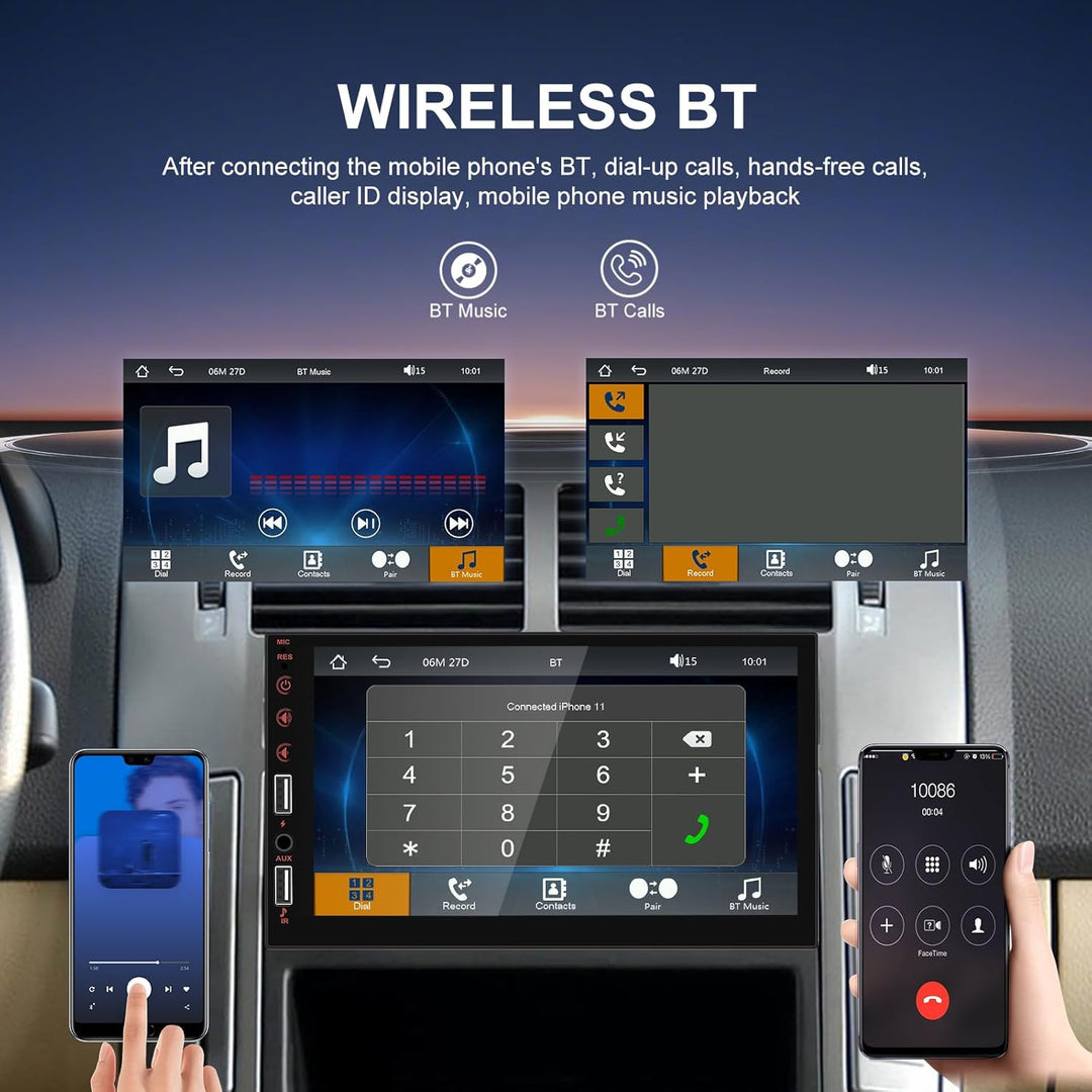 Hikity Autoradio 1 Din Wireless Carplay Android Auto mit Bildschirm 7 Zoll Touch Display Auto Radio